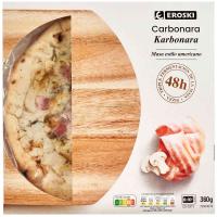 Pizza carbonara larga fermentación EROSKI, caja 360 g