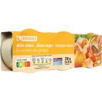 Atún claro en aceite de girasol EROSKI, pack 3x70 g