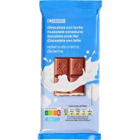 Chocolate con leche relleno de leche EROSKI, tableta 100 g