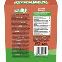 Bolsita de melocotón, manzana y plátano GOODIES, pack 4x100 g