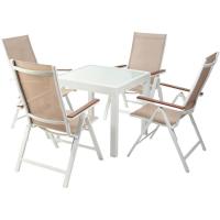 Mesa Oñati extensible, aluminio, cristal temperizado 5 mm, 80/160x80x75 cm Mesa Oñati extensible, aluminio, cristal temperizado 5 mm, 80/160x80x75 cm