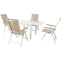 Sillón Oñati aluminio blanco y textilene, 8 posiciones plegable,  61,5x67x110 cm