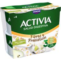 Leche fermentada con cereales y pera ACTIVIA, pack 4x115 g Leche fermentada con cereales y pera ACTIVIA, pack 4x115 g