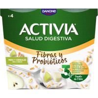Leche fermentada con cereales y pera ACTIVIA, pack 4x115 g
