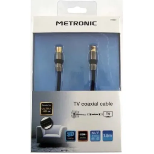 Cable coaxial blindado 9,52mm macho/hembra 1,5m 419001 METRONIC