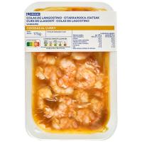 Colas de langostino al curry EROSKI, bandeja 175 g
