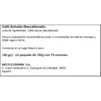 Café soluble classic descafeinado natural NESCAFÉ, bolsa 150 g