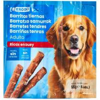 Barritas tiernas de buey para perro EROSKI, pack 5x11 g