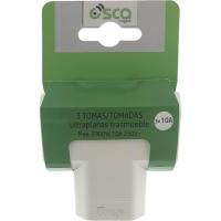 Adaptador enchufe blanco 3 tomas Slim trasmuelbe, 10A, 50623 OSCA CONNECT