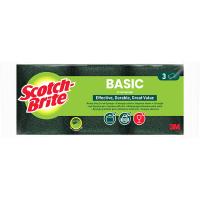 Estropajo basic fibra verde laminado SCOTCH-BRITE, pack 3 uds