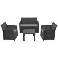 Set de jardín Azores Grafito: Sofá, Mesa y 2 Sillones Set de jardín Azores Grafito: Sofá, Mesa y 2 Sillones