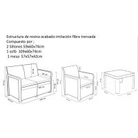 Set de jardín Azores Grafito: Sofá, Mesa y 2 Sillones
