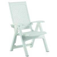 Sillón de resina blanco, multiposiciones, plegable, Metal SP Sillón de resina blanco, multiposiciones, plegable, Metal SP