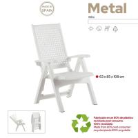 Sillón de resina blanco, multiposiciones, plegable, Metal SP