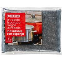 Estropajo inoxidable con esponja EROSKI, pack 1 ud