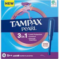 Tampón super plus extra 3n1 TAMPAX PEARL ULTRA, caja 15 uds