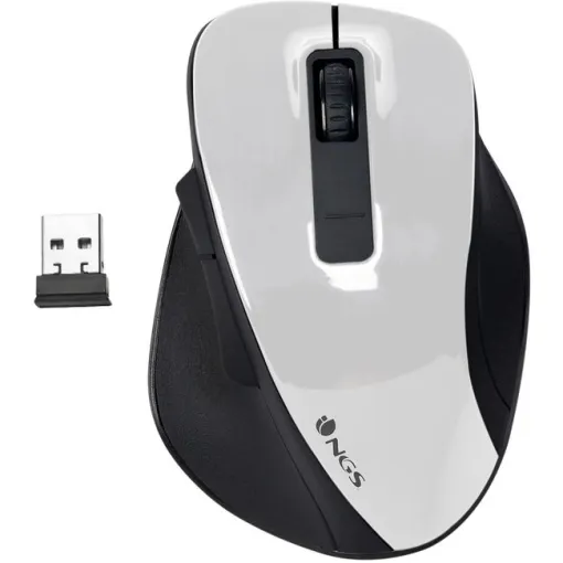 Ratón inalámbrico oficina, mano derecha, óptico blanco BOW NGS