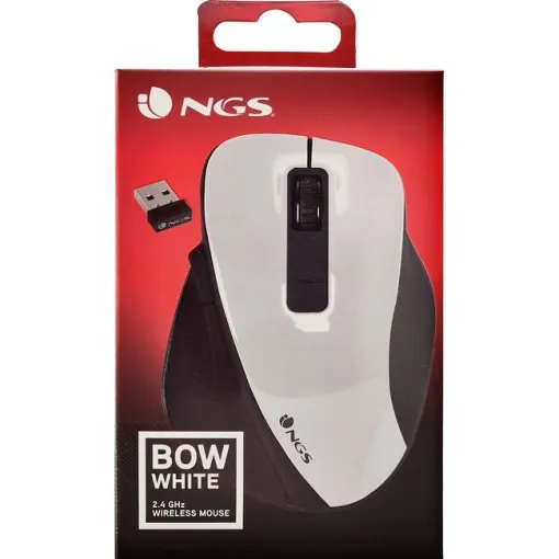 Ratón inalámbrico oficina, mano derecha, óptico blanco BOW NGS