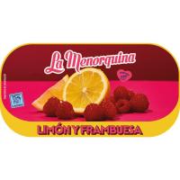 Sorbete sabor limón y frambuesa MENORQUINA, tarrina 1 litro
