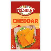 Queso Cheddar PRESIDENT, lonchas, bandeja 100 g Queso Cheddar PRESIDENT, lonchas, bandeja 100 g