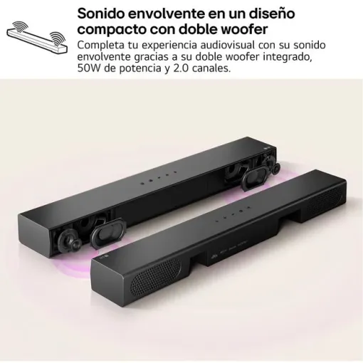 Barra de sonido negra, S20A 2.0, 50W, Bluetooth 5.3, HDMI-ARC LG