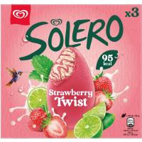 Helado bombón de fresa&lima SOLERO, pack 3x90 ml