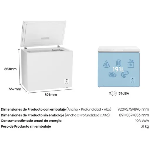 Arcón congelador 191 litros FT247D4AWYLE HISENSE