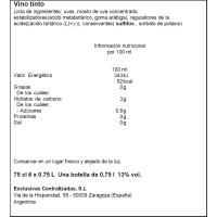 Vino Tinto Malbec ELIXIO, botella 75 cl