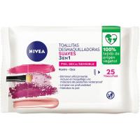 Toallitas desmaquilladoras piel seca/sensible NIVEA, pack 25 uds