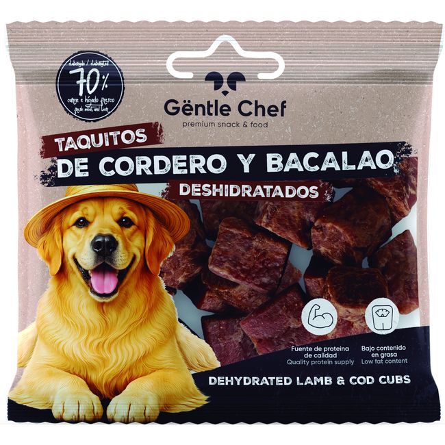 Taquitos de cordero y bacalao para perro GËNTLE CHEF, bolsa 65 g Taquitos de cordero y bacalao para perro GËNTLE CHEF, bolsa 65 g