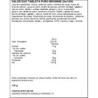 Duo chocolate negro y con leche con brownie VALOR, tableta 130 g