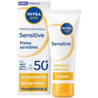 Crema facial solar sensitive SPF50+ NIVEA, tubo 40 ml