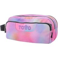 Estuche 3 compartimentos Agapec Glitter Rosa 0IN, 12  x 11 x 23 cm TOTTO