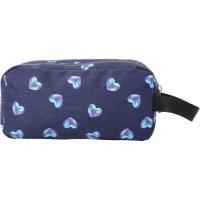 Estuche 3 compartimentos Agapec Glitter Corazones azul 4EF, 12  x 11 x 23 cm TOTTO