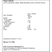 Yogur natural Kaigur KAIKU, pack 4x125 g