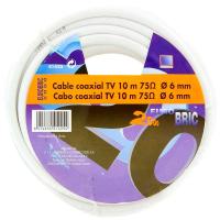 Cable coaxial blanco Ø6 mm para TV, conductor interno CCS, 41425 EUROBRIC, 10 m