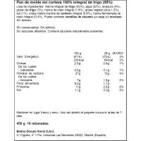 Pan natural 100% integral sin corteza BIMBO, paquete 450 g