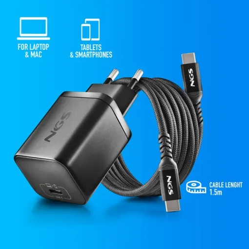 Pack cargador GAN USB-C 65W+cable 1,5m USB-C+8 clavijas para portátil HP NGS