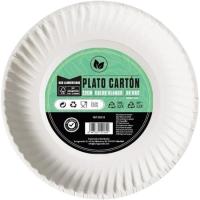 Plato de cartón blanco biodegradable, Ø23 cm NOVA, pack 50 uds Plato de cartón blanco biodegradable, Ø23 cm NOVA, pack 50 uds