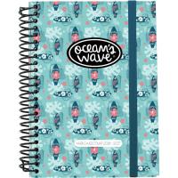 Agenda escolar, tamaño A5, semana vista, tapa dura estampada OCEAN'S WAVE