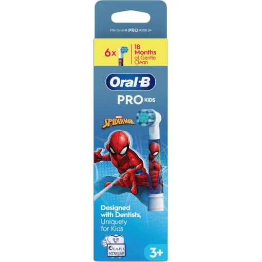 Recambio cepillo dental eléctrico kid Spiderman ORAL-B, 6 uds