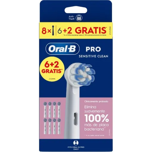 Recambio cepillo dental sensitive ORAL B, 6+2 uds
