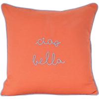 Cojín naranja con bordado Ciao bella, funda extraible KASA, 45x45 cm Cojín naranja con bordado Ciao bella, funda extraible KASA, 45x45 cm