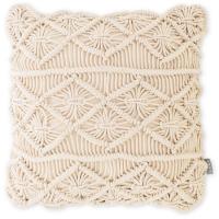 Cojín beige de macramé con tres barras Raw KASA, 45x45 cm