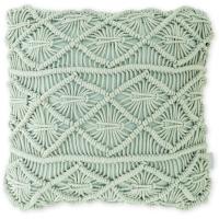 Cojín verde de macramé con tres barras Raw KASA, 45x45 cm