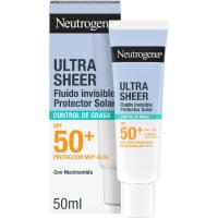 Fluido solar facial p/ grasa SPF50+NEUTRÓGENA SHEER, tubo 50 ml