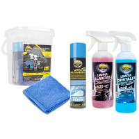 Pack de limpieza auto con cubo ABC, 5 piezas