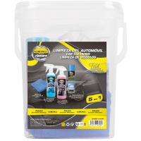 Pack de limpieza auto con cubo ABC, 5 piezas