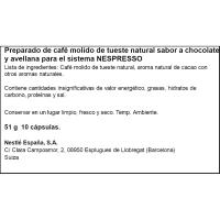 Chocolate de avellana comp. Nespresso STARBUCKS, caja 10 uds
