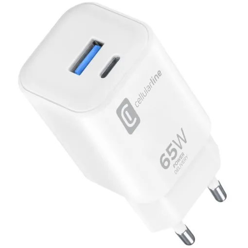 Acc telefonia cargador usb-c dual 65w peq blanco, Achusbc2pd65wsmlw CELLULAR LINE Acc telefonia cargador usb-c dual 65w peq blanco, Achusbc2pd65wsmlw CELLULAR LINE